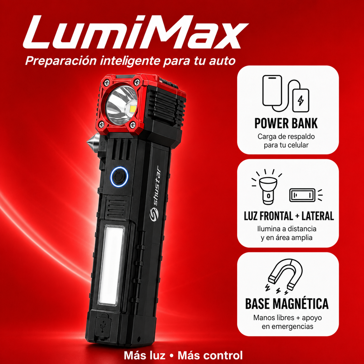 LumiMax™ – Linterna Compacta 4en1 con Iluminación y Soporte Magnético