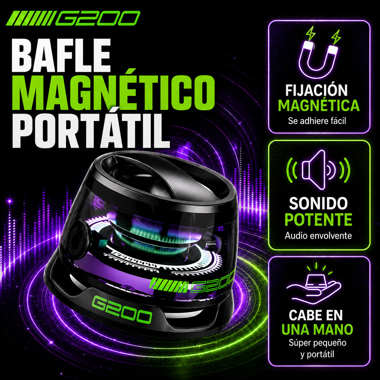 G200 Pro™ | Parlante Bluetooth con Soporte Magnético