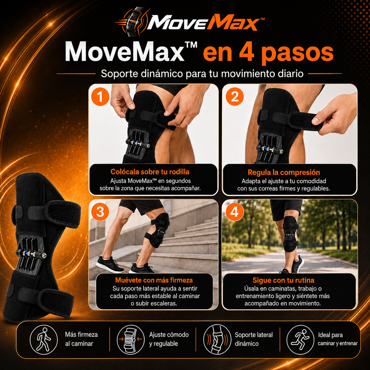 MoveMax™ – Rodillera Reforzada para Movimiento y Comodidad